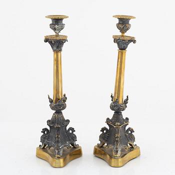 A Pair of Candlesticks, late 19th Century.