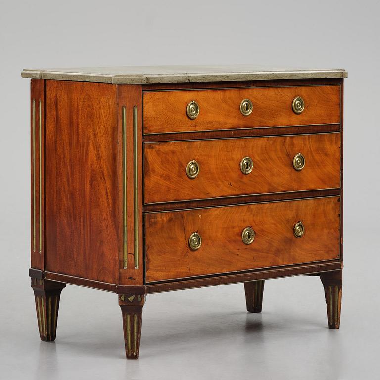 A late Gustavian mahogany commode by Erik Nyström (master in Stockholm 1773-88).