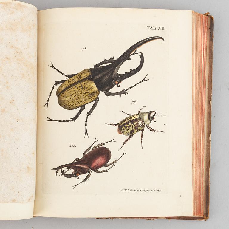 Beautiful hand-coloured engraved plates of beetles.