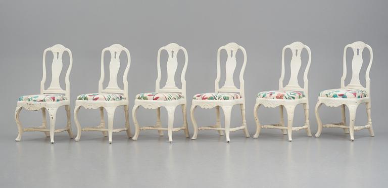 A set of six Swedish rococo chirs attributed to J E Höglander.