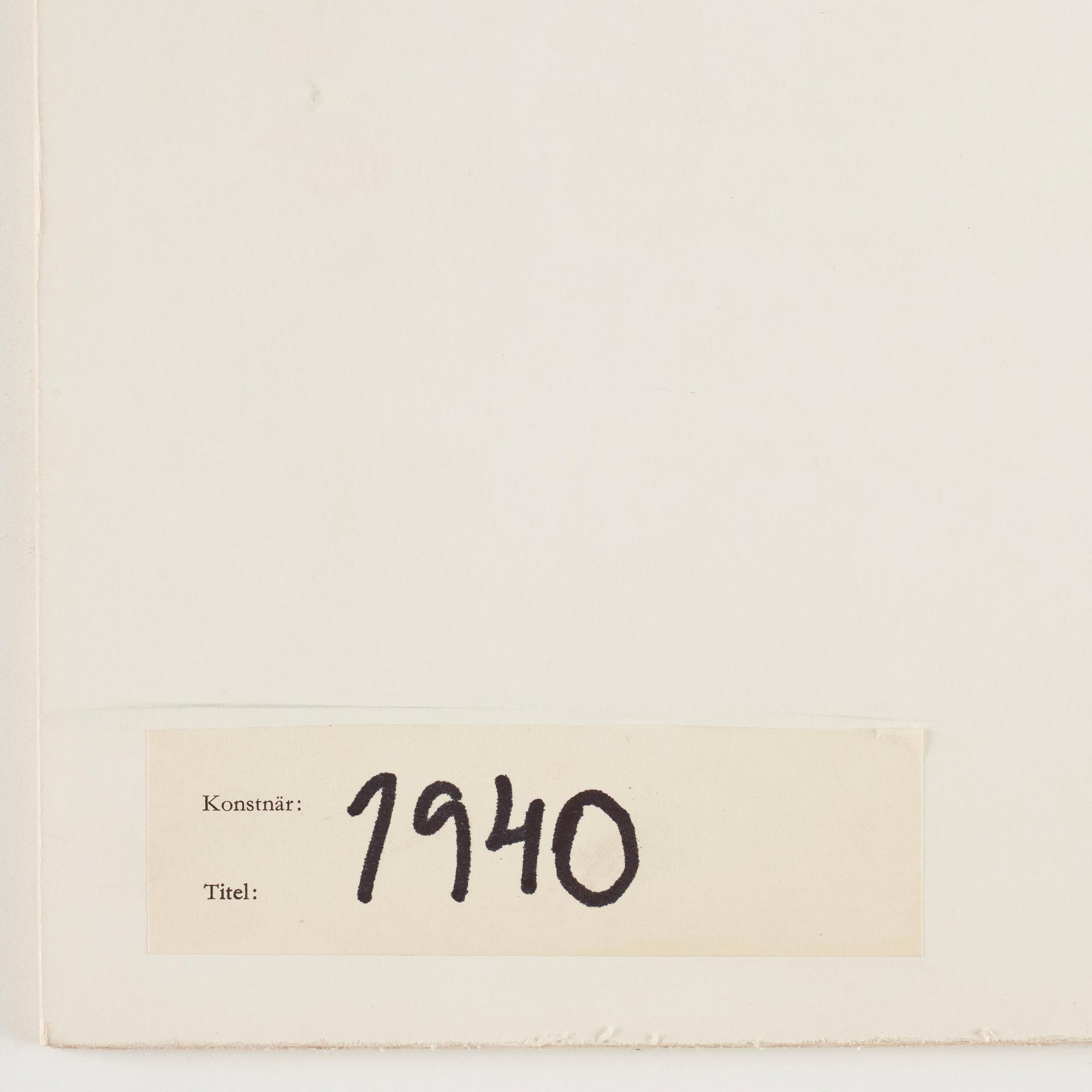 CO Hultén, blandteknik, signerad och utförd 1940.