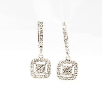 Earrings in 18K white gold with round brilliant-cut diamonds.