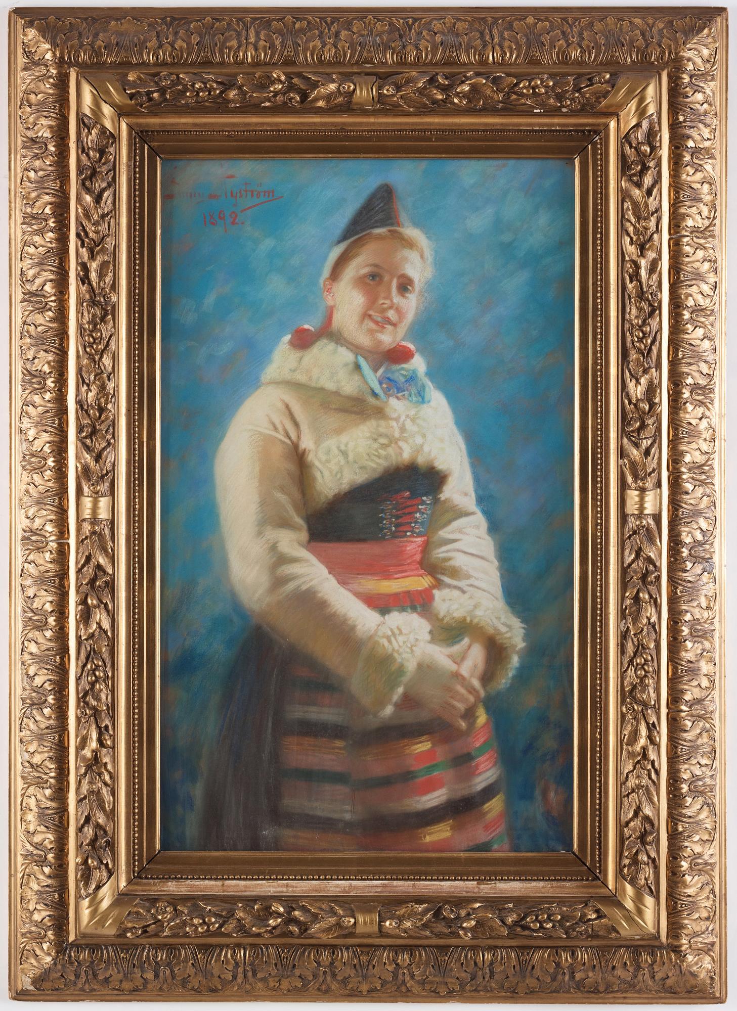 Jenny Nyström, Smiling girl with traditional dress.