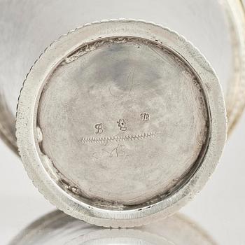 A Swedish early 18th century parcel-gilt silver beaker, mark of Johan Lund, Stockholm 1714.