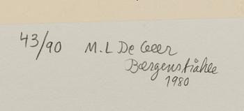 MARIE-LOUISE EKMAN, färglitografi, sign M.L de Geer Bergenstråhle, dat 1980, numr 43/90,