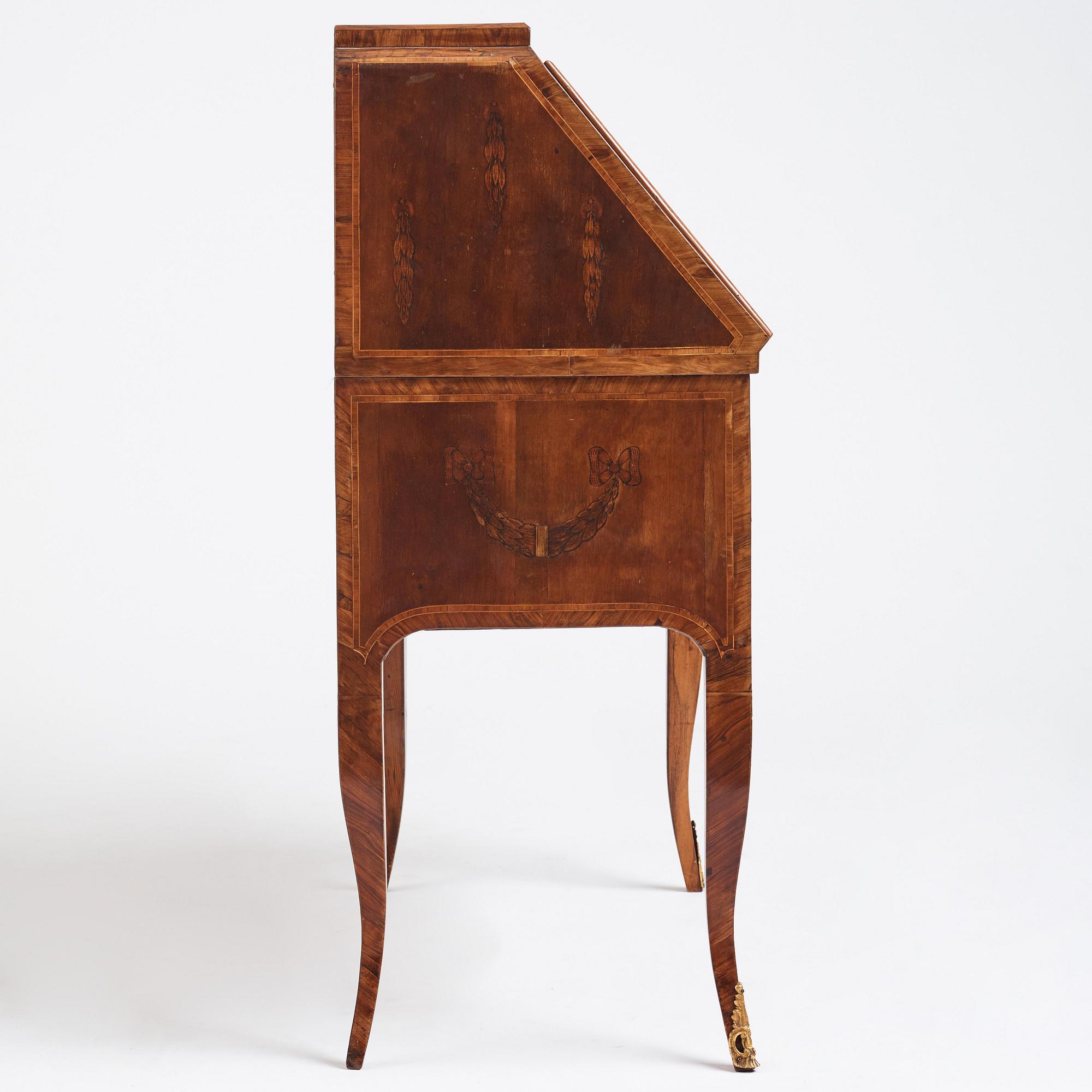 A Gustavian secretaire attributed to  J Hultsten (master in Stockholm 1773-1794), late 18th century .