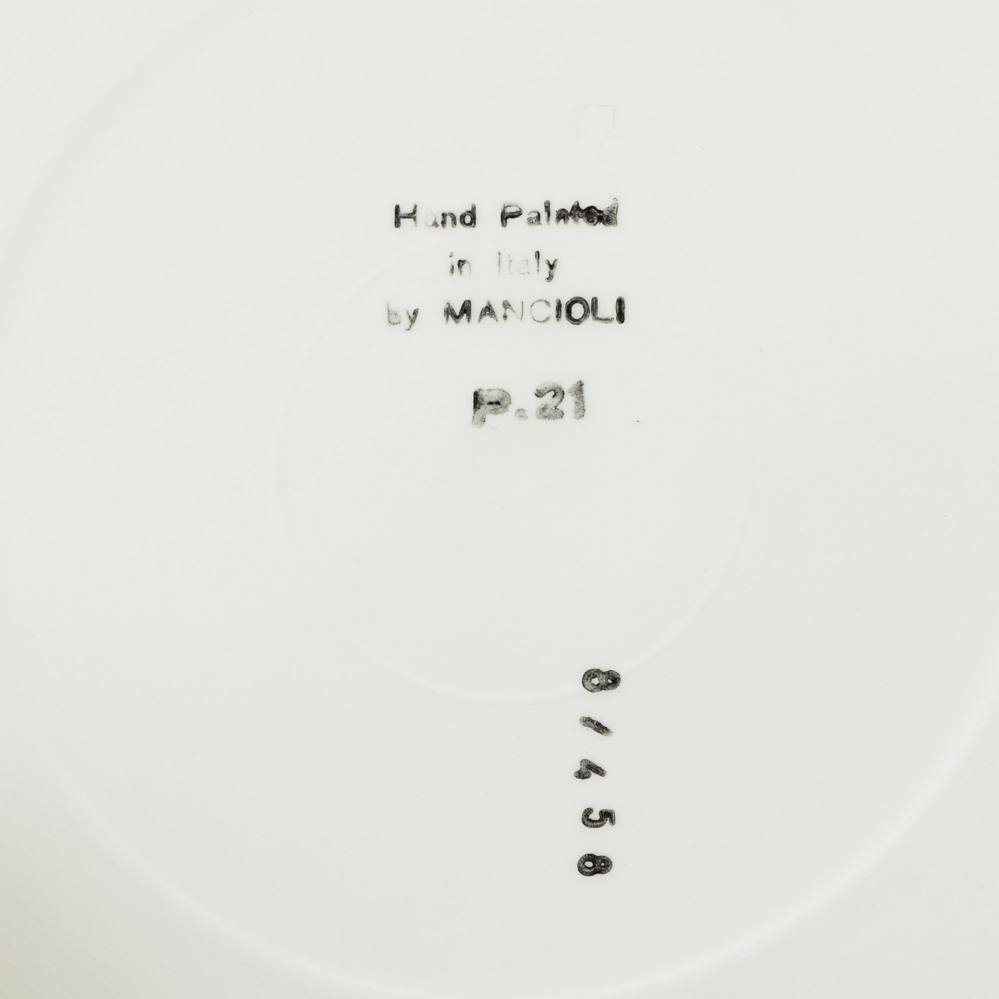 A set of 17 pieces of tableware, Mancioli, Italy.
