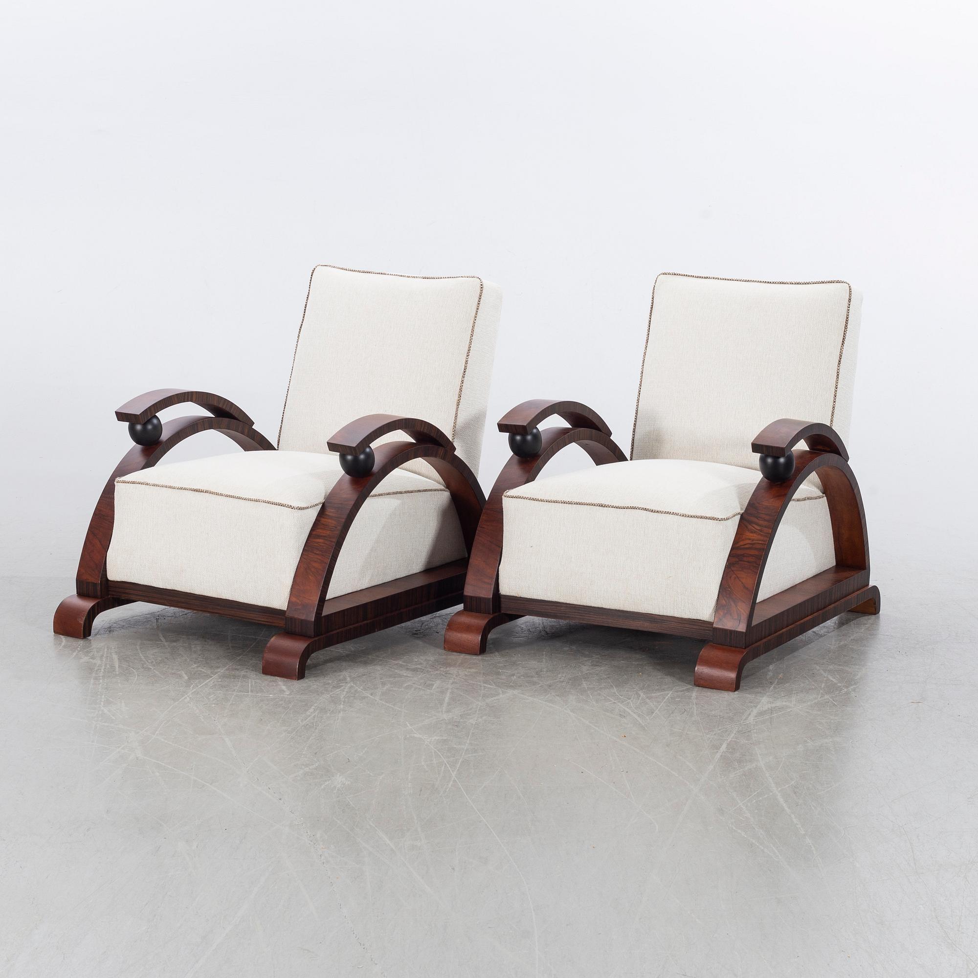 FÅTÖLJER,  1 par, art déco-stil, 1900-talets andra hälft.