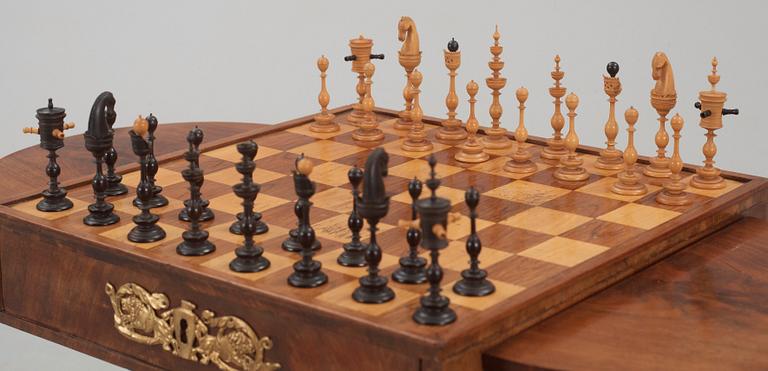 A Swedish Empire mahogny chess table by J Öman, master 1815.
