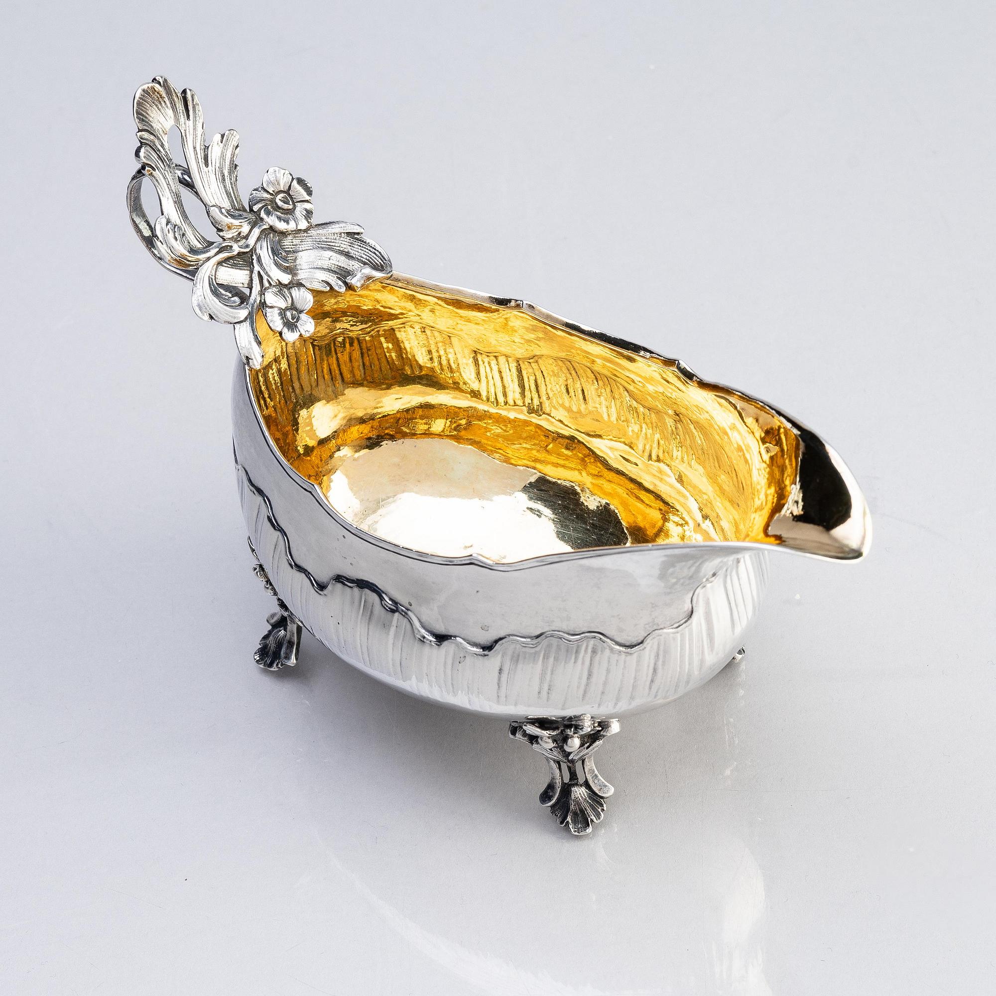 A Swedish 18th century parcel-gilt cream-jug, mark of Pehr Zethelius, Stockholm 1775.