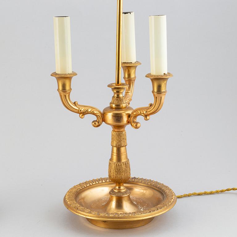 A pair of brass table lamps, Bouillotte lamps, sencond half of the 20th century.