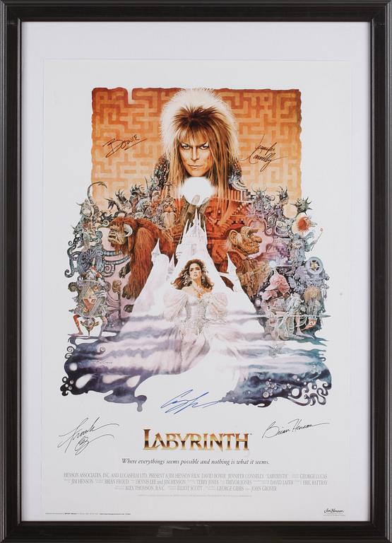 FILMAFFISCH, "Labyrinth", 5 st egenhändiga autografer.