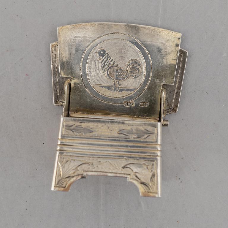 Two Russian silver salt-chairs, Moscow 1880-1885.