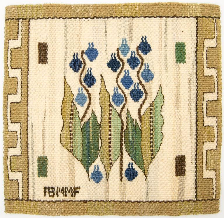 Märta Måås-Fjetterström, tapestry, "Flower Panel", tapestry technique, approx. 27.5 x 29 cm, signed AB MMF.