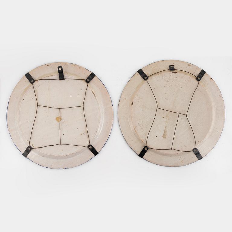 Two majolica chargers in historic style, Italy, late 19th century.