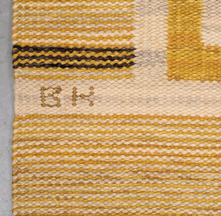 Berit Koenig, A carpet, "Tjuven i Bagdad, gul", flat weave, ca 238,5 x 177 cm, signed SH BK.