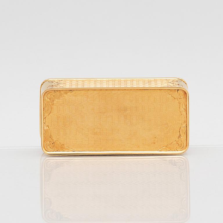 An 18K gold box, makers mark Gustaf Möllenborg, Stockholm 1843.