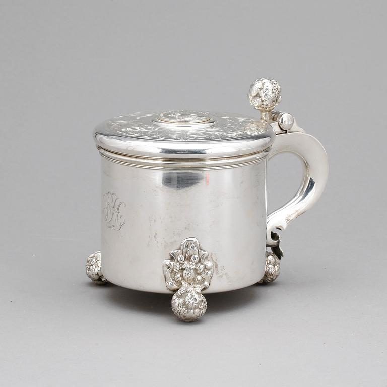DRYCKESKANNA, silver, barockstil, K Andersson, Stockholm 1949. Vikt 1048 g.