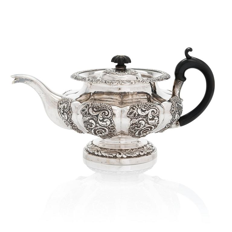 A Latvian silver teapot, maker's mark of Johann Jacob Schmidt, Riga 1845.