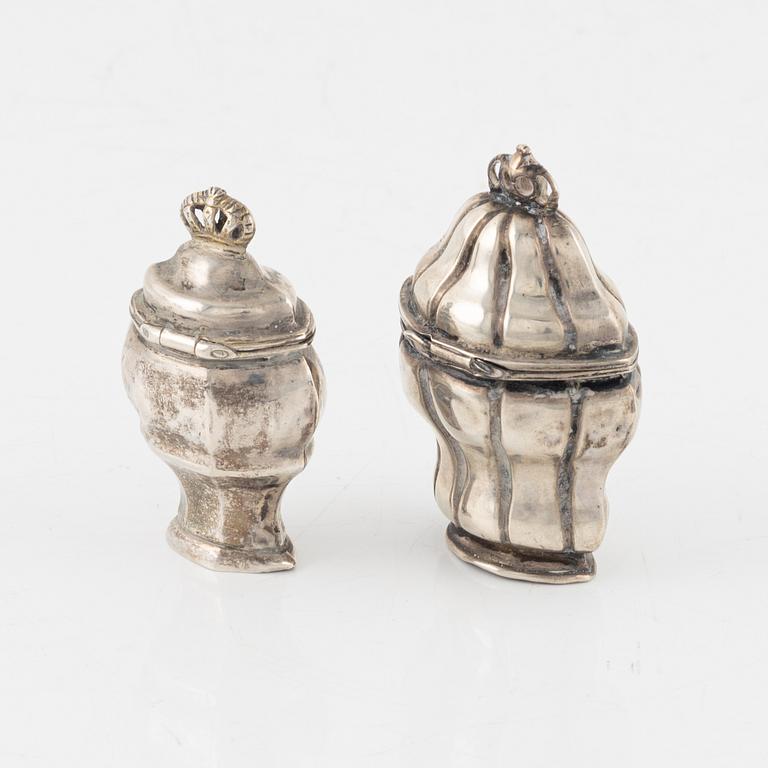 Two Swedish Silver Rococo Snuff Boxes, late 18th Century.