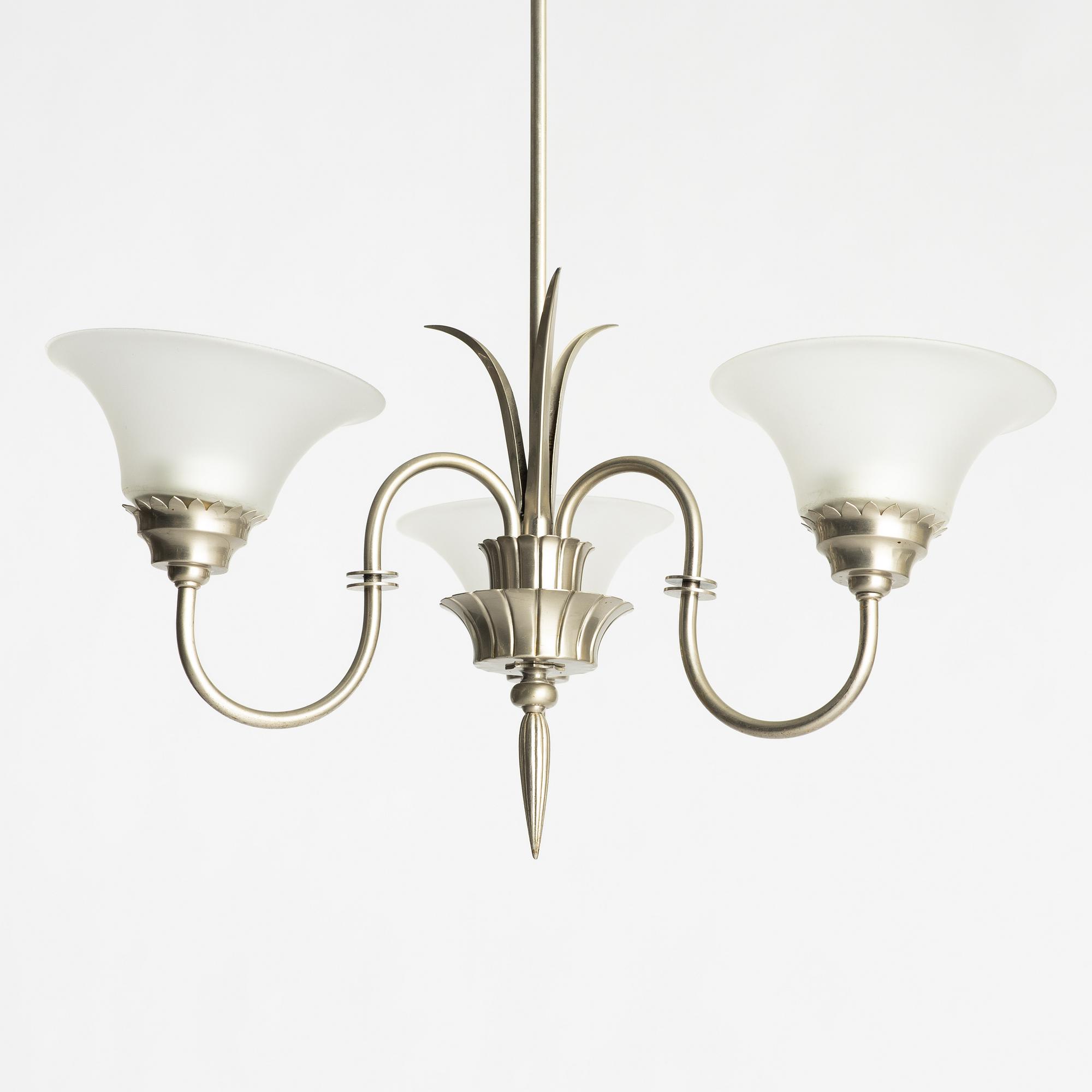 Harald Notini, Ceiling lamp, model "6317", Swedish Grace, Arvid Böhlmarks Lamp Factory, Stockholm, 1920s.