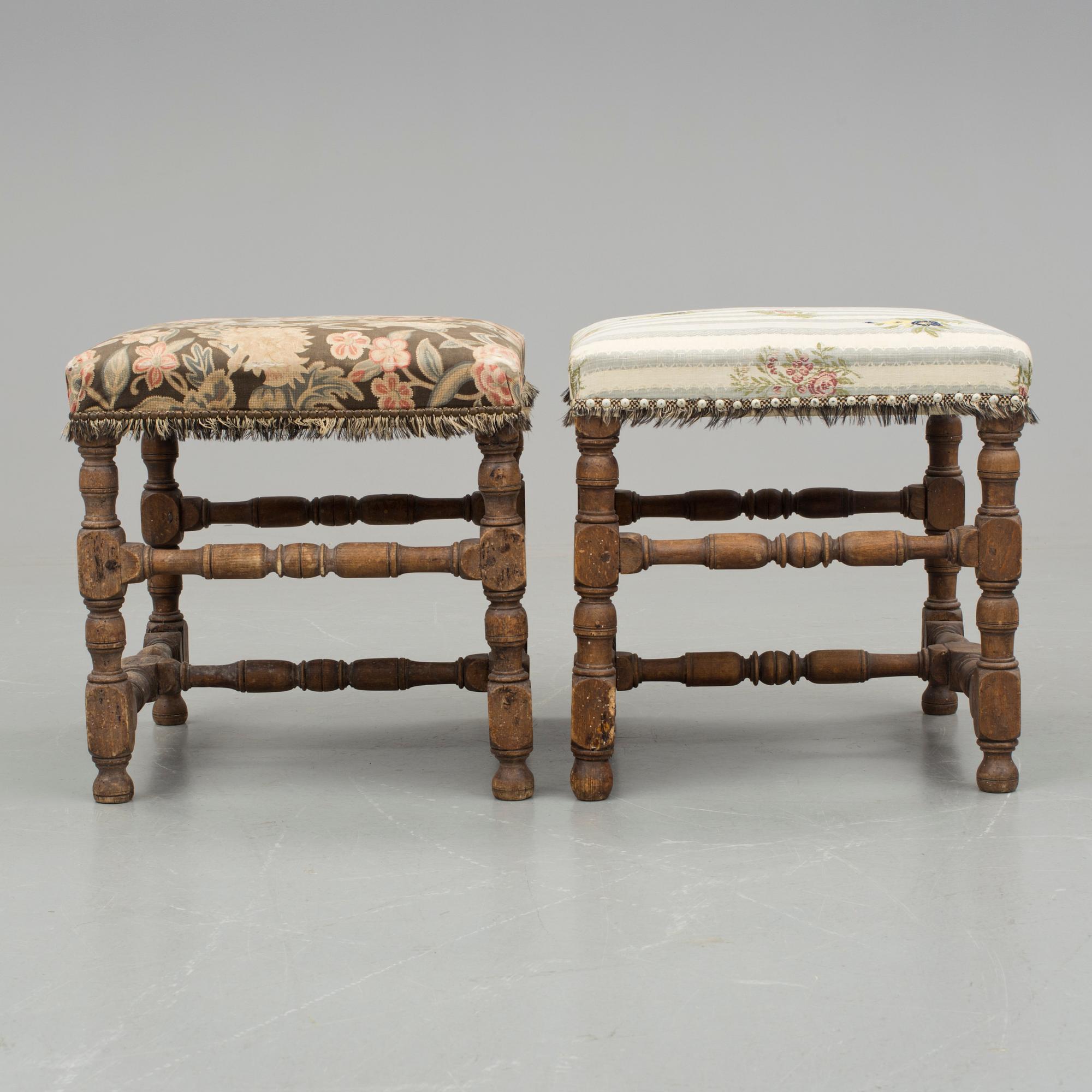 TABURETTER, ett par, Barock, 16/1700-tal.