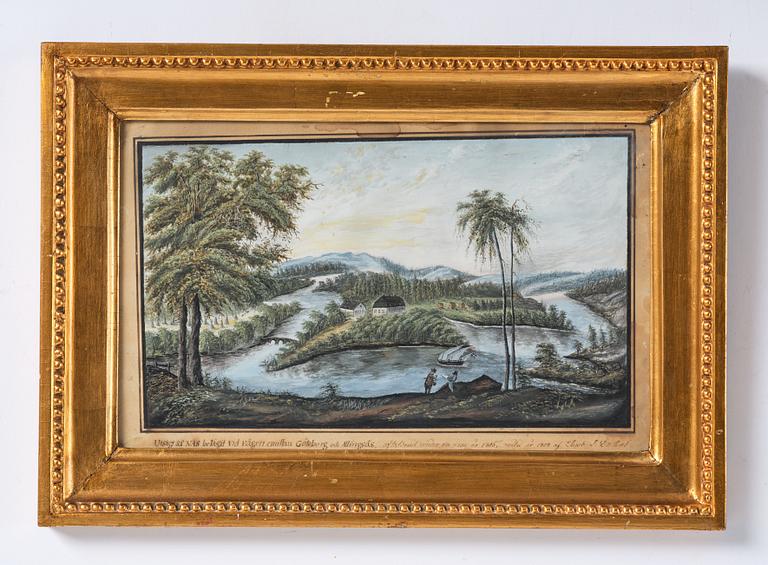 Swedish artist, "View of Näs located by the road between Gothenburg and Alingsås," dated 1808.