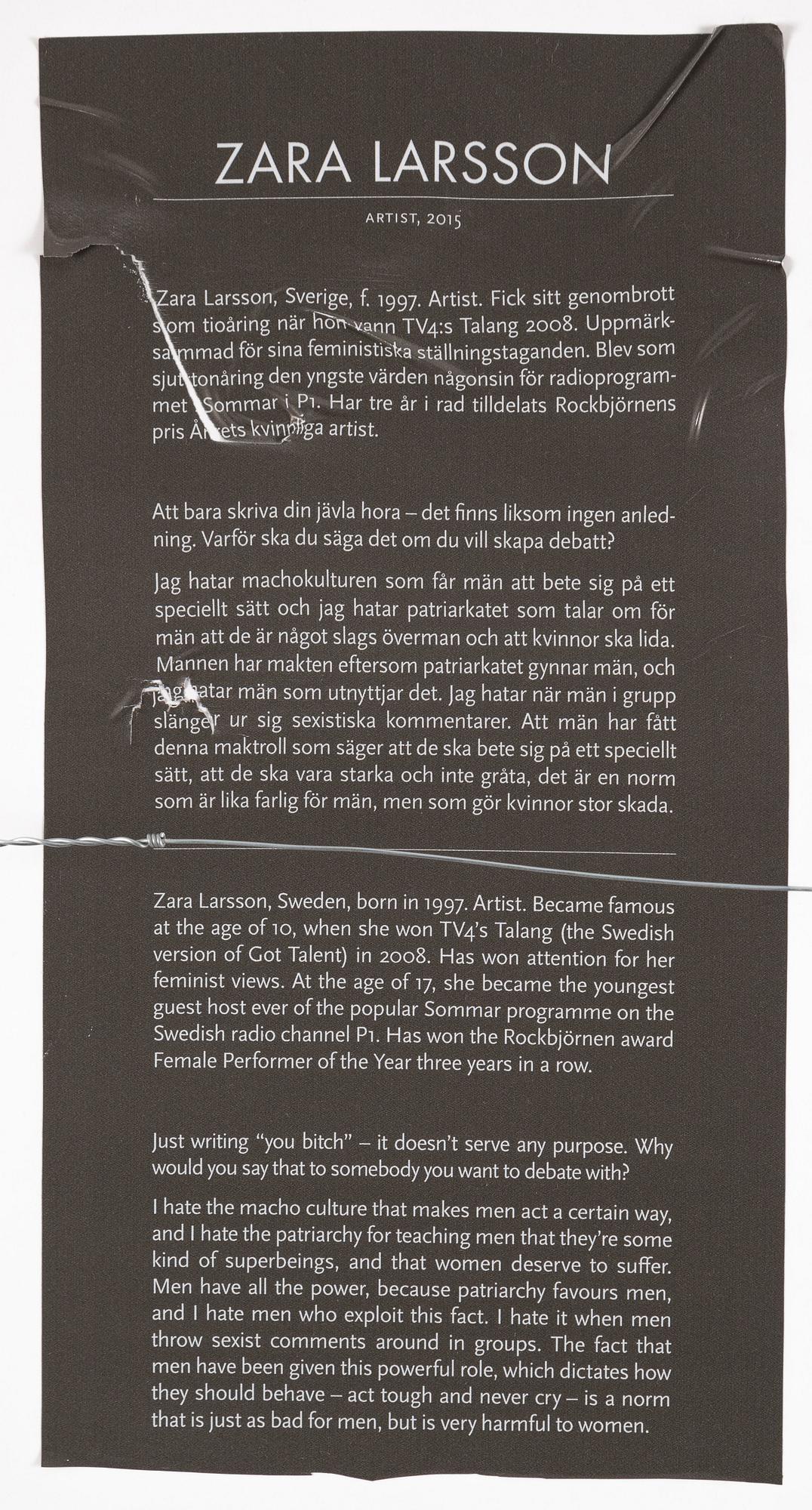 Albert Wiking, "Zara", 2015.