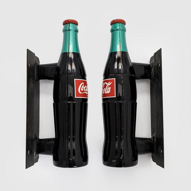 Door handles, a pair, Coca-Cola, metal, 1950/60s.