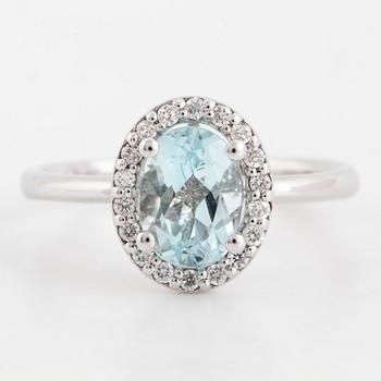 Aquamarine and brilliant-cut diamond ring.