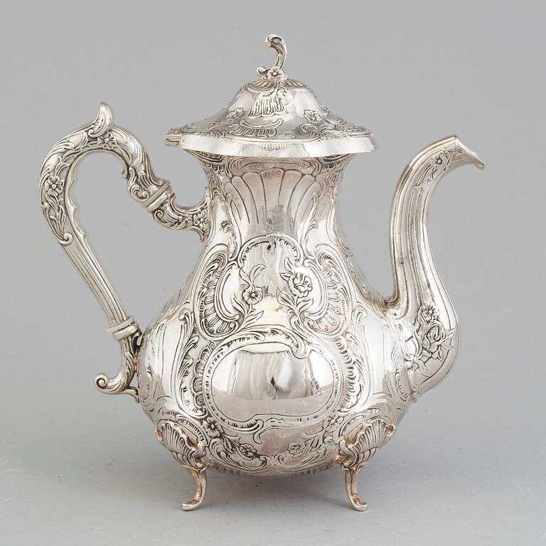 Four piece silver coffee service by GEWE, Malmö 1973-74.