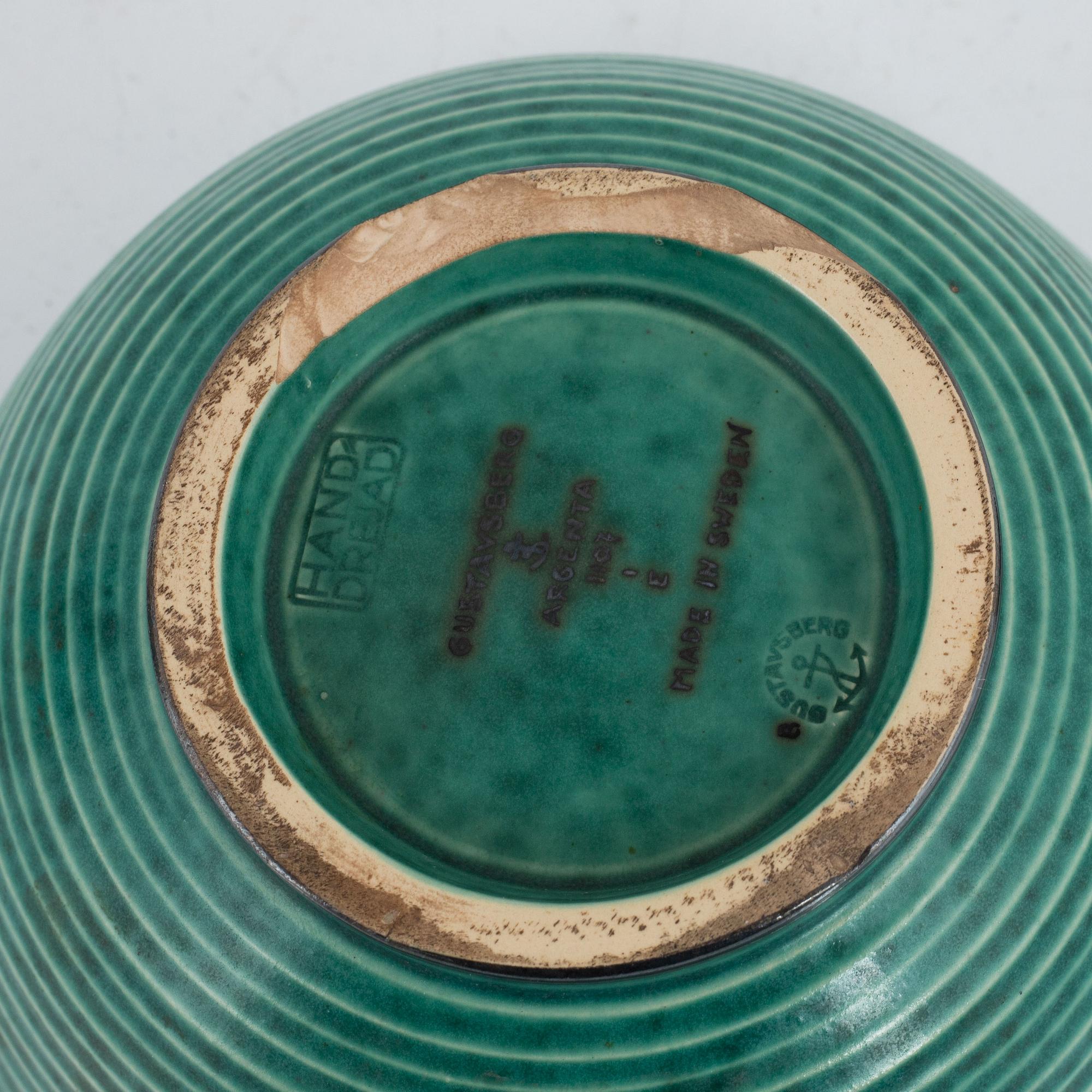 Wilhelm Kåge, vaser, 2 st samt skål, "Argenta", Gustavsberg, 1933, 1935 samt efter 1959.