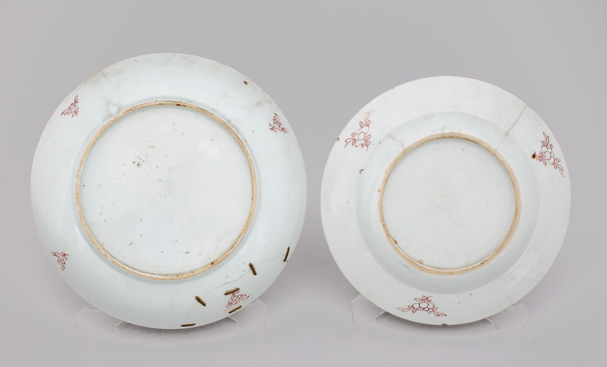 TALLRIKAR samt SKÅLFAT, 5+1, porslin, Qianlong, Kina 1700-tal.