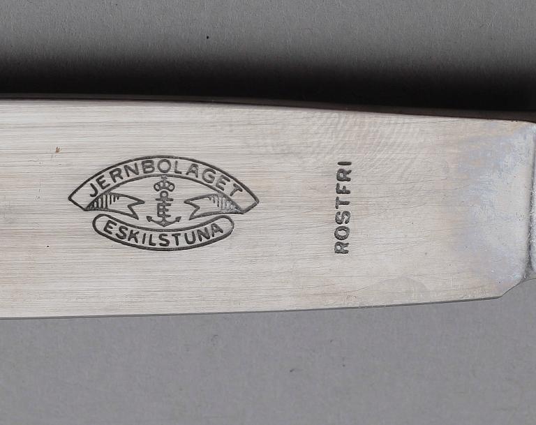 MATKNIVAR, 12 st, silver, Johan Petter Grönvall, Stockholm 1832. Vikt med stålblad ca 900 g.