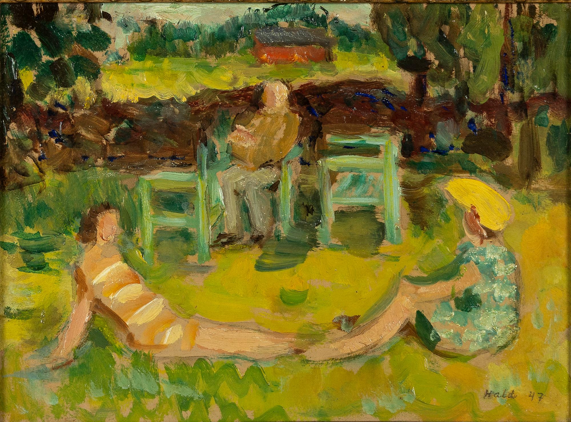 Edward Hald, I trädgården.