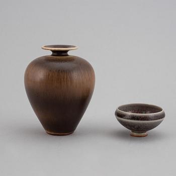 BERNDT FRIBERG, a stoneware vase and miniature bowl, Gustavsberg Studio.