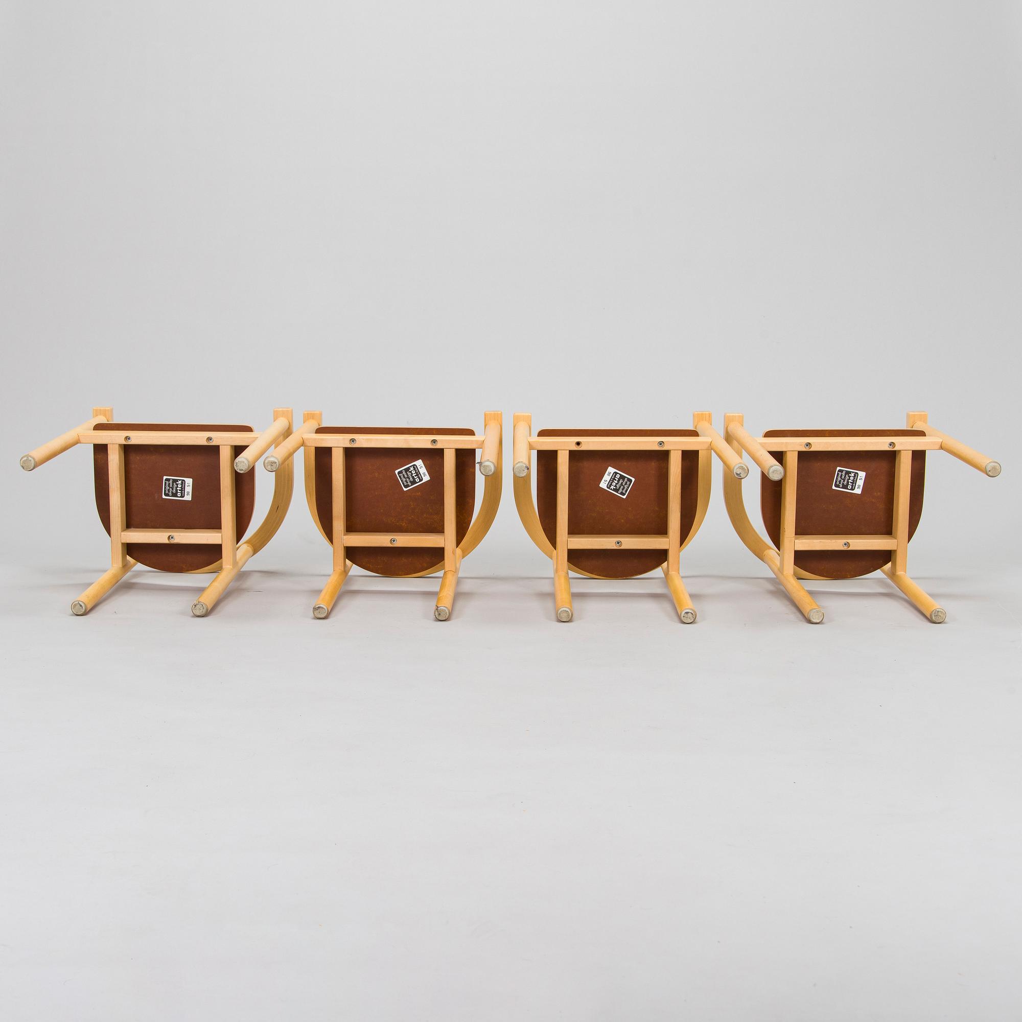Ben af Schultén, a set of four late 20th century children's chairs, Artek, Finland.