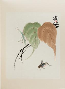Book with 13 woodcuts in colours, after paintings by Qi Baishi, 'Kexi Wusheng', 1957.