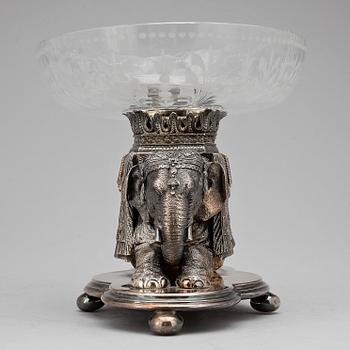 SKÅL, nysilver och glas, trol England, 1800-talets slut.