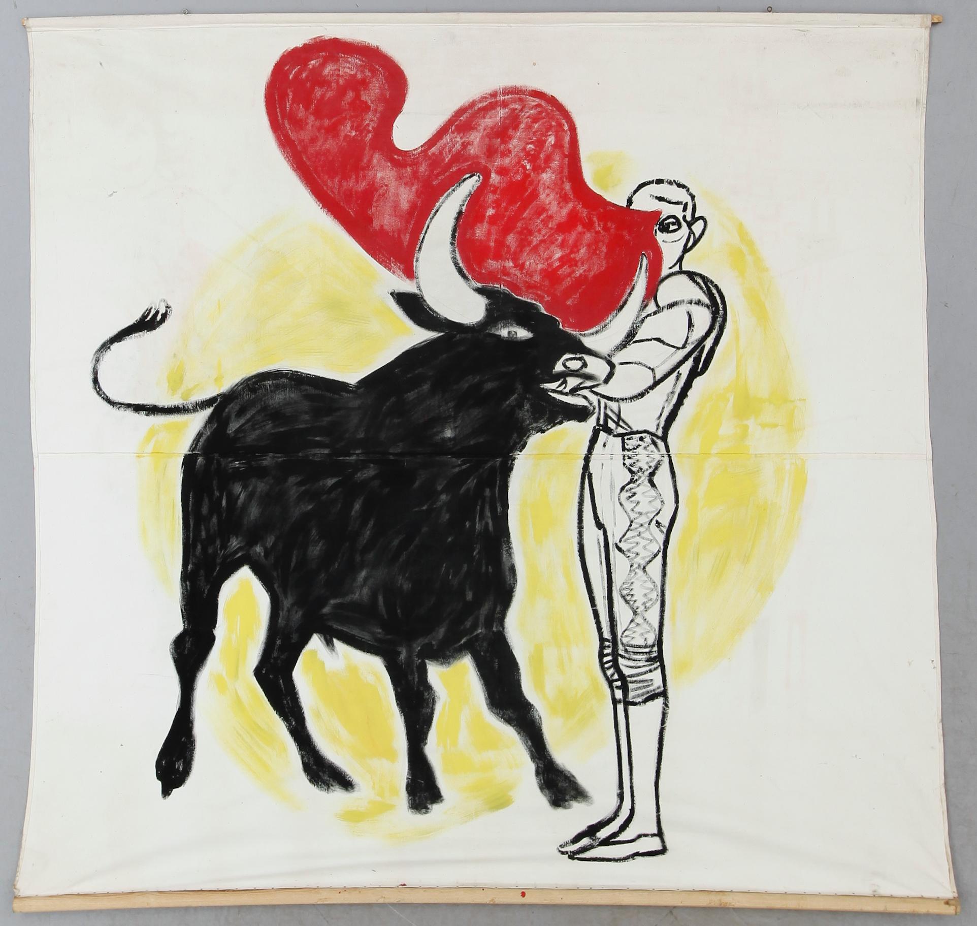 TEATERKULISS, målad på duk, dubbelsidig, 1900-talets mitt.