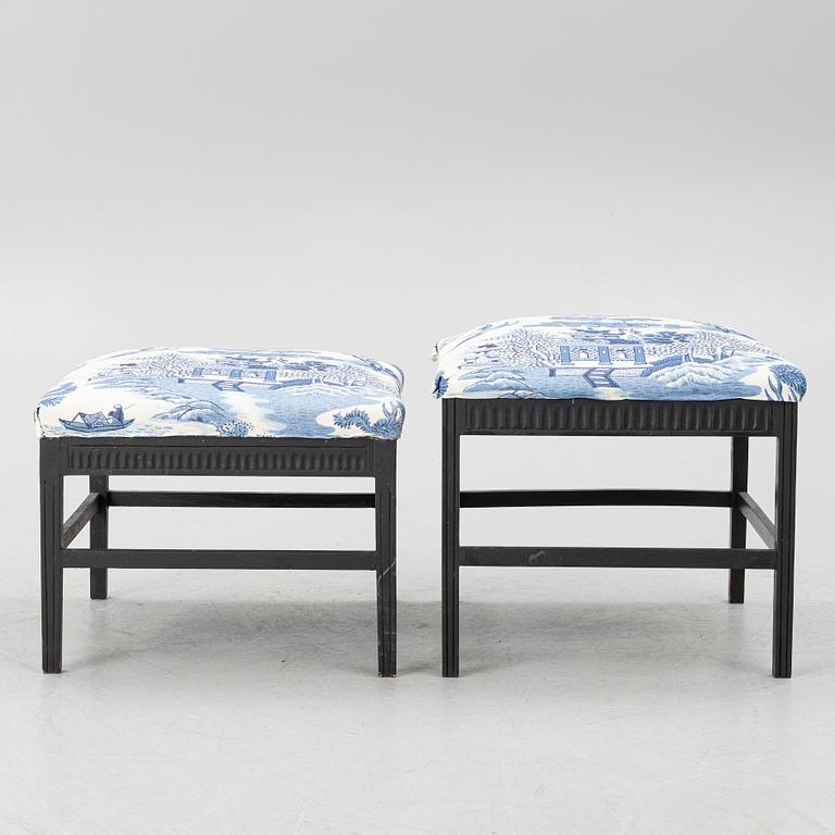 Two gustavian style stools, 20th century.