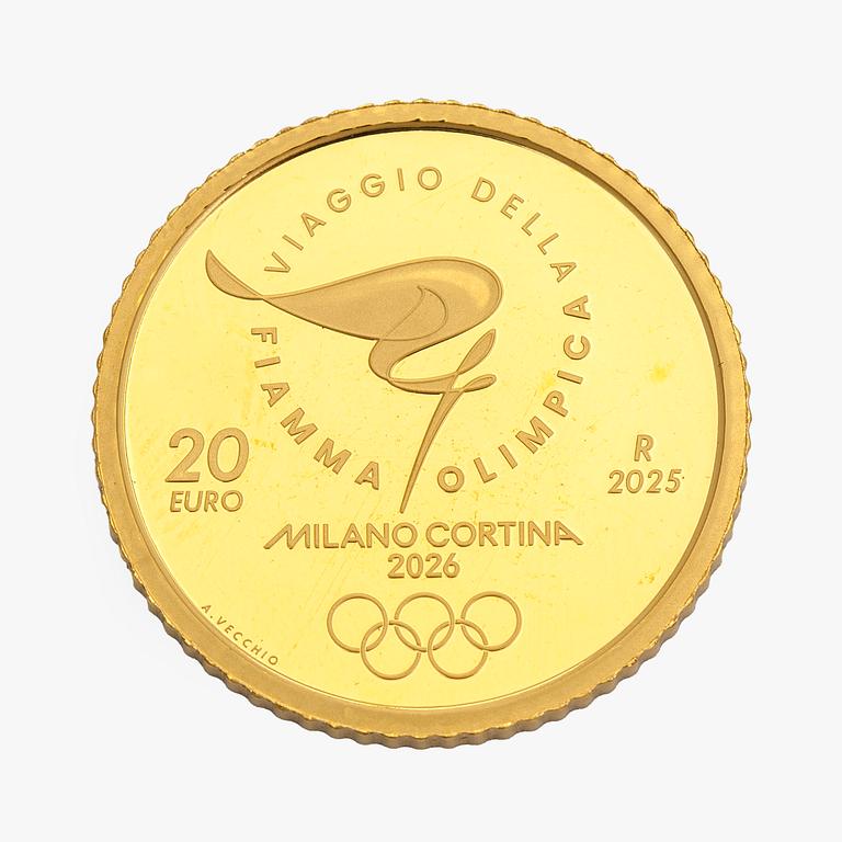 Coin, Milano Cortina 2026, gold 99.9%.