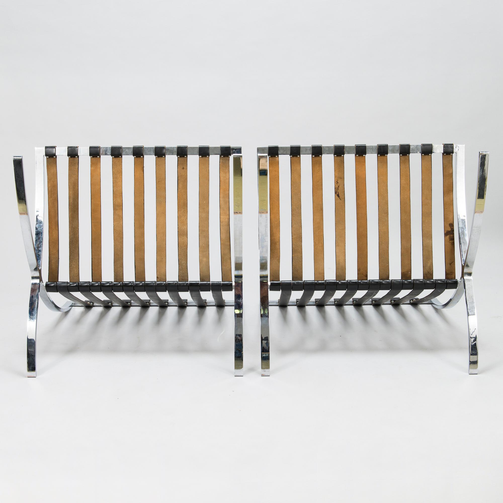 LUDWIG MIES VAN DER ROHE, NOJATUOLIPARI. "Barcelona", Knoll International, todennäköisesti 1950-luku.