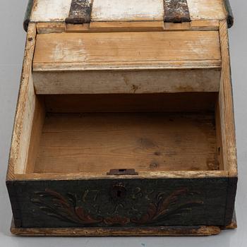 A Swedish polychrome-painted writing box, dated 1788.