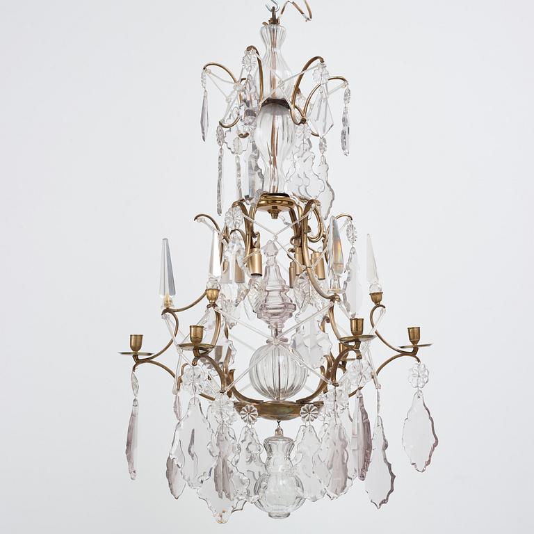 A Swedish Rococo 18th century six-light chandelier.