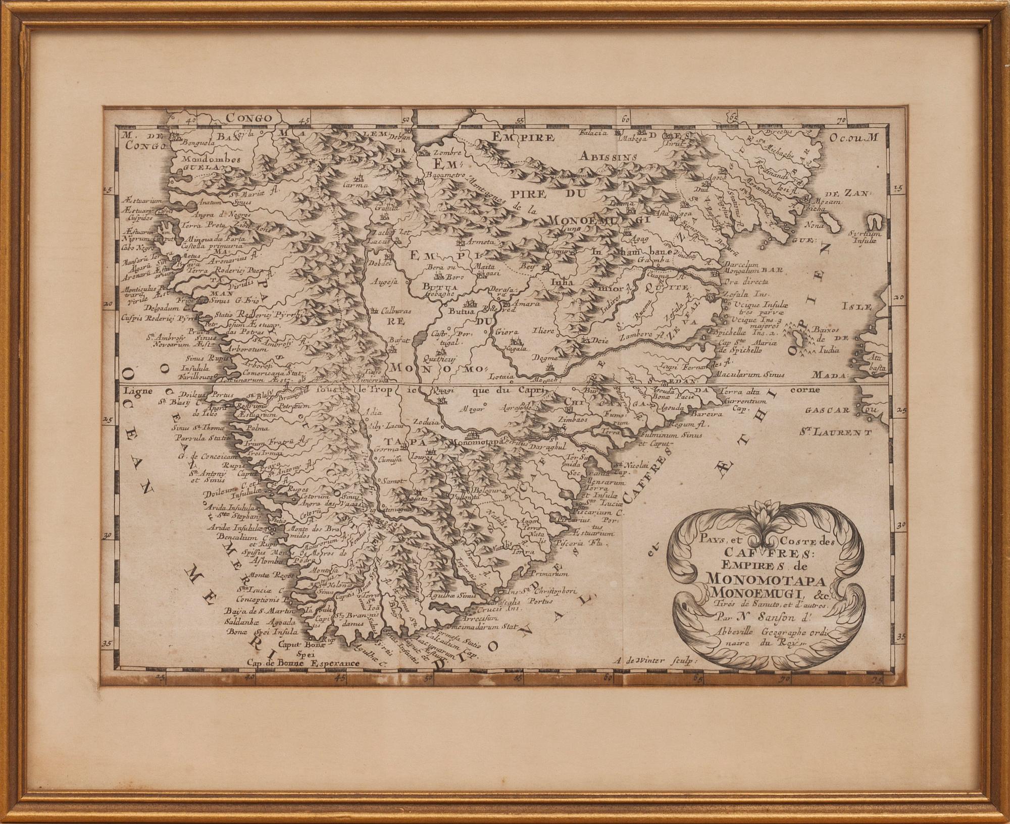 KARTA över södra Afrika, 1700-tal.