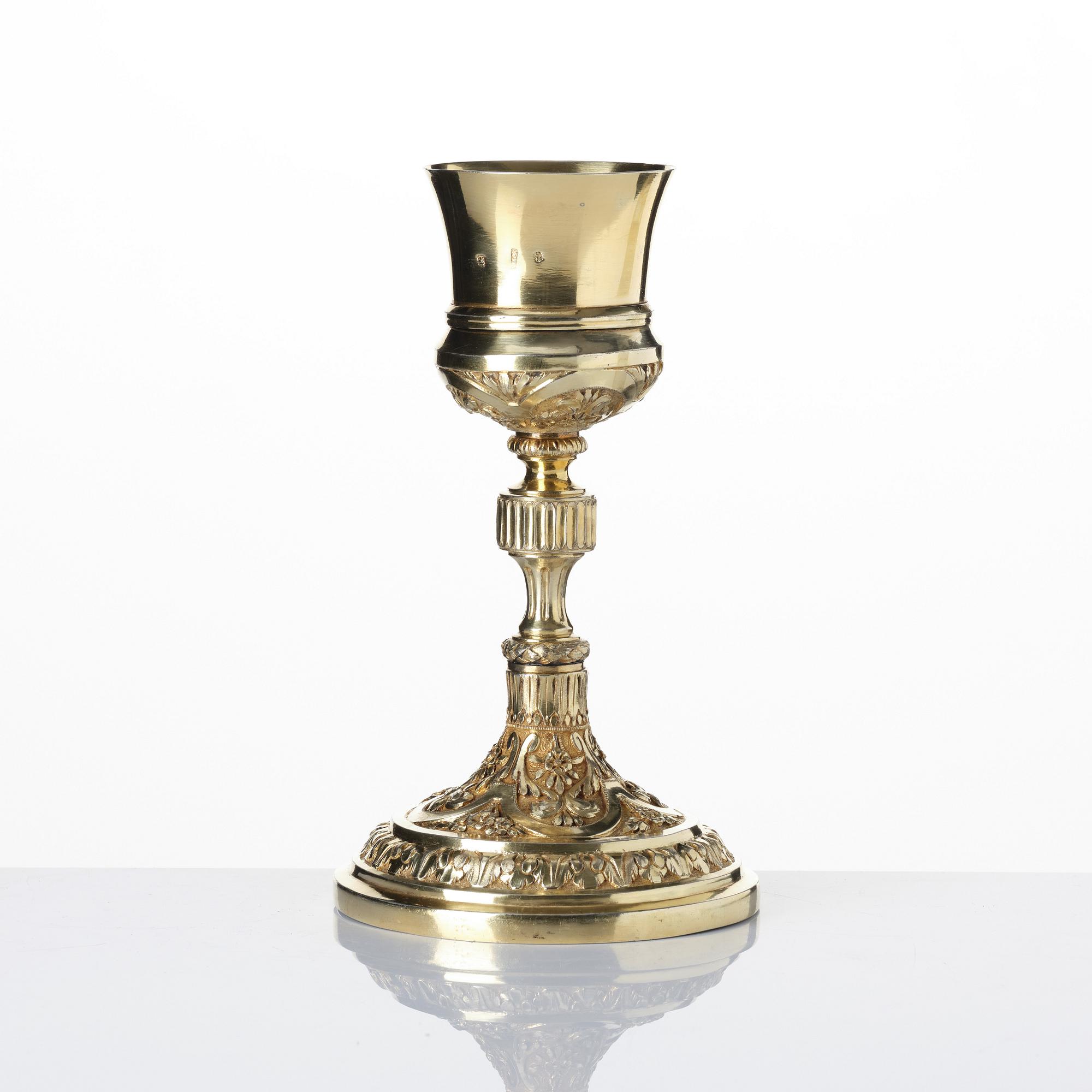 A Spanish colonial silver-gilt chalice, mark of Antonio Forcada y la Plaza, Mexico city, ca 1800.