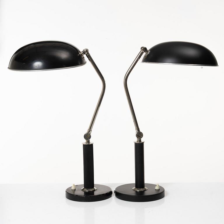 Erik Tidstrand, a pair of table lamps, model "29989", Nordiska Kompaniet, 1940s.