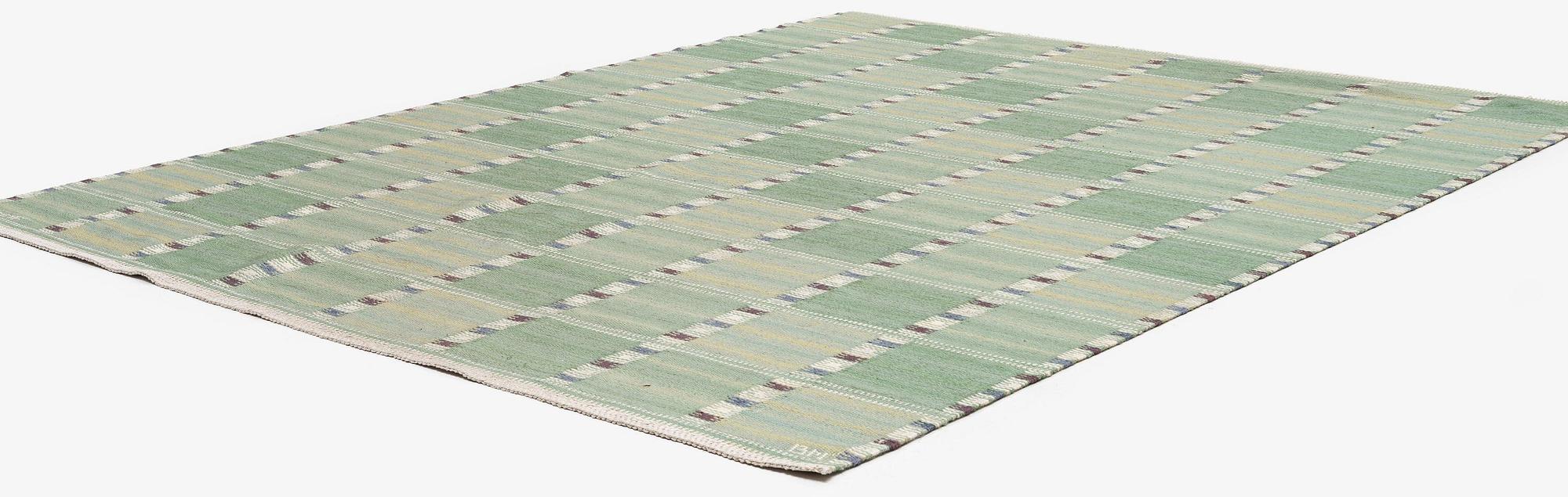 Barbro Nilsson, a carpet, 'Falurutan grön I', flat weave, c. 266 x 210 cm, signed AB MMF BN.