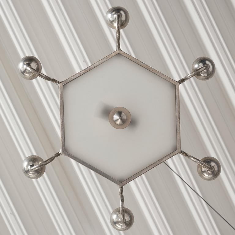 A Swedish Grace pewter ceiling light, probably by Guldsmedsaktiebolaget, Sweden 1920-30's.